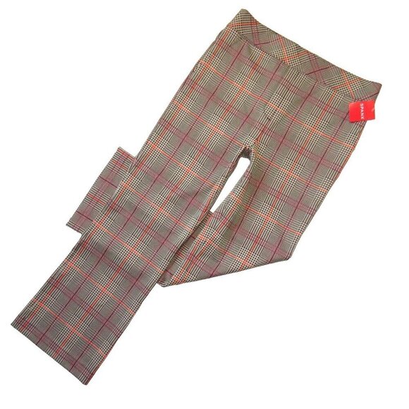 NWT SPANX 20672Q Perfect Kick Flare in Orange Pop Plaid Ponte Crop Pants XLP - Picture 1 of 7